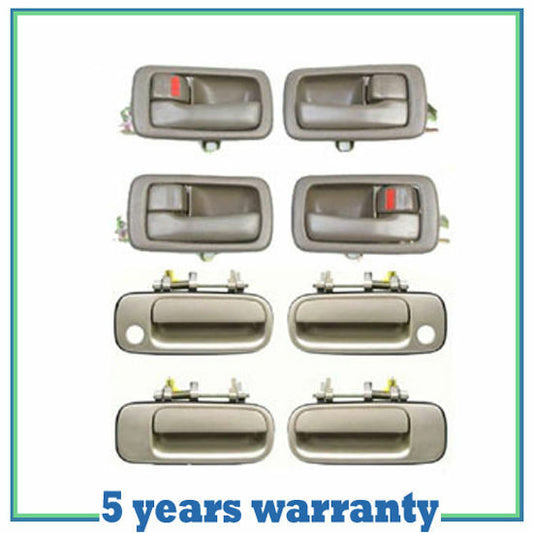 92-1996 For Toyota Camry 4 Brown Interior & 4 Beige 4M9 Outside Door Handle Set