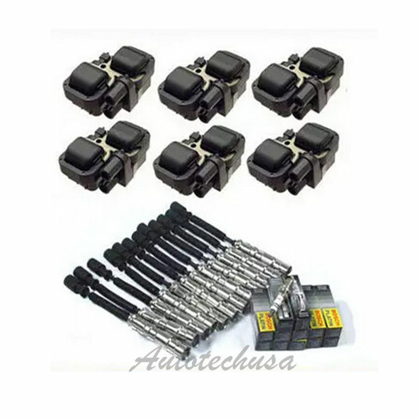 For Benz 12x 7422 BOSCH Platinum Spark Plug, spark plug Wire, 6x Ignition Coil