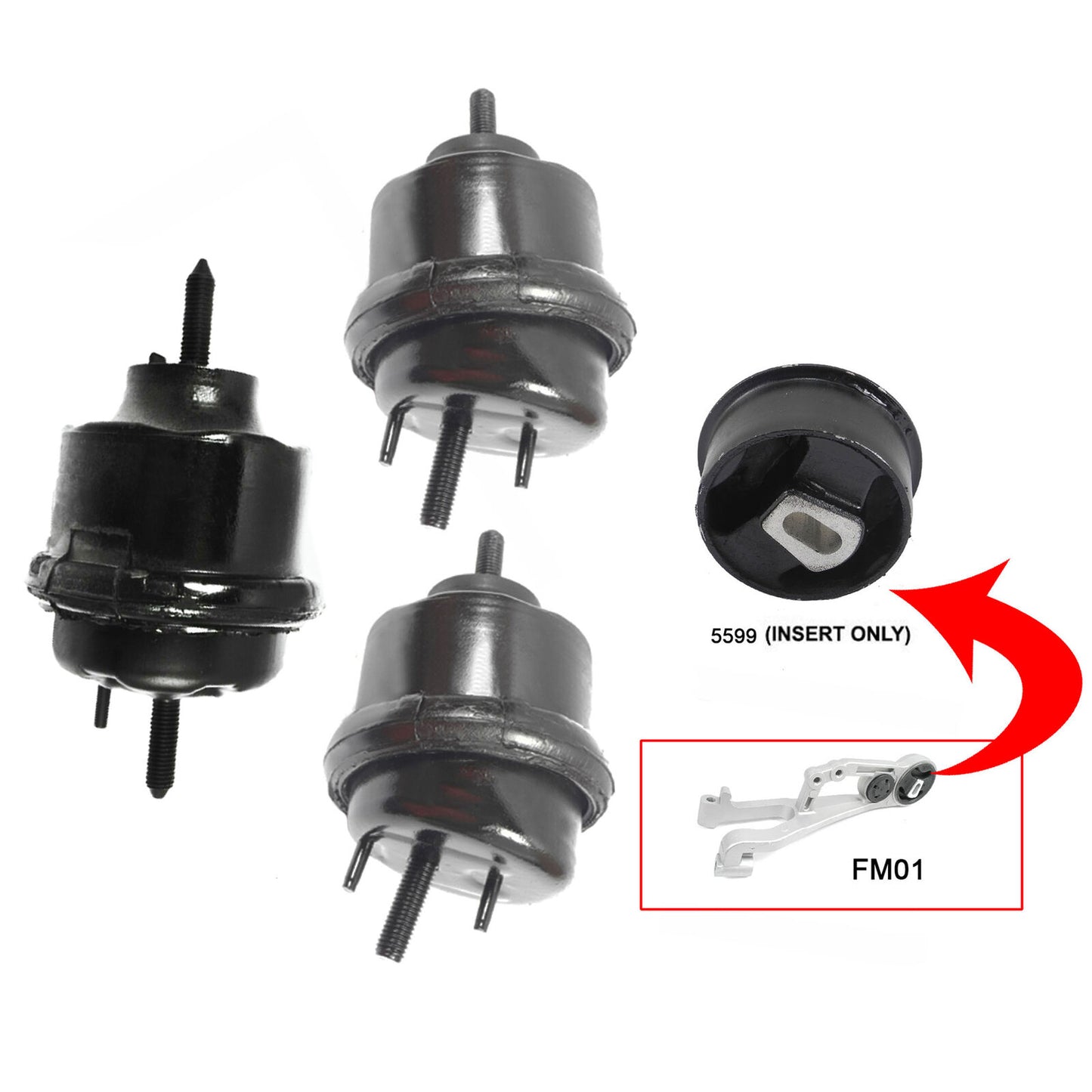 4PCS Upper Torque Strut Bushing & Hydraulic Front & Trans Mount For Montego 3.0L