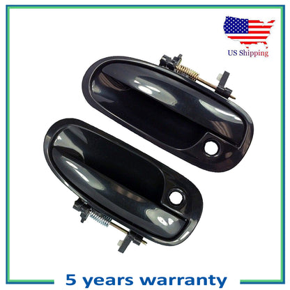 Front Outside Door Handle Set 2PCS For 1996-2000 Honda Civic Smooth Black DS556