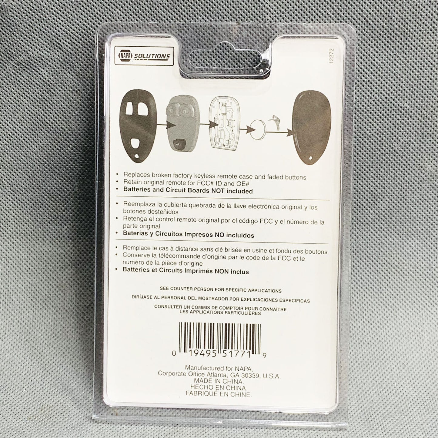 NAPA-SOLUTIONS Keyless Remote Case 730-6817 For Buick Chevrolet Pontiac Saturn