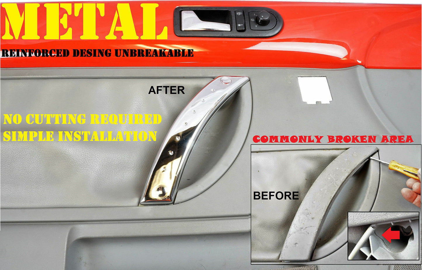 Amélioré Métal Intérieur Porte Panneau Tirer Poignée Beetle Réparation Kit Fauve