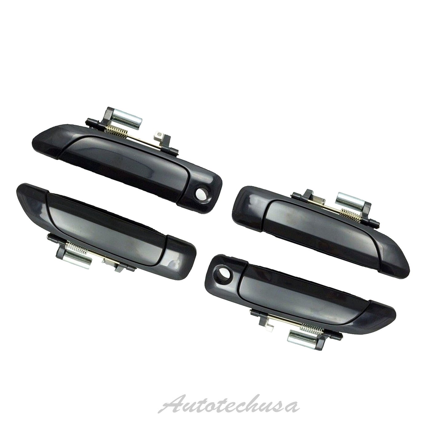 Front & Rear Outer Door Handle 4 PCS For 01-05 Honda Civic Smooth Black DS555