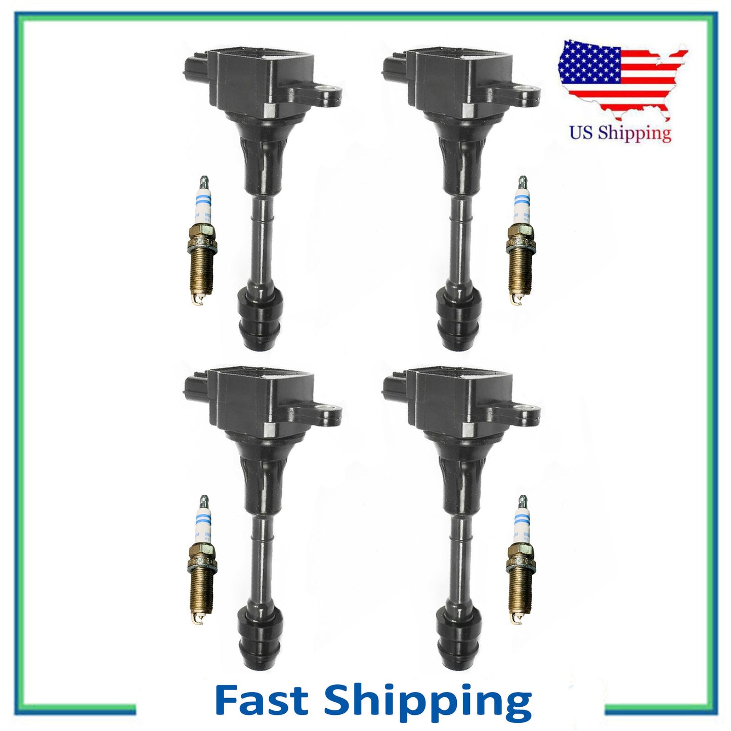 8PCS UF350 4 Ignition Coil & 4 Bosch Platinum Spark Plug For Sentra Altima 2.5L