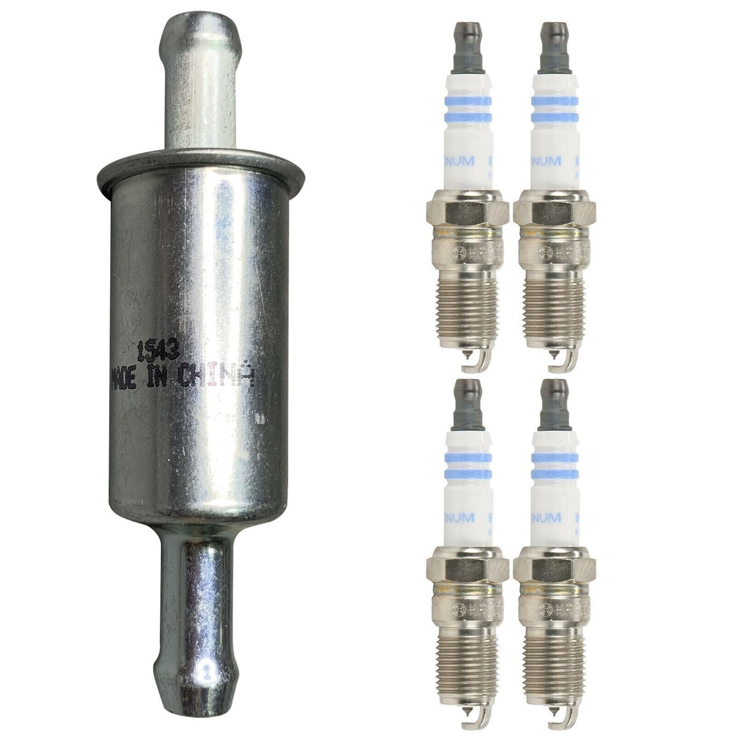 Bosch EO Fuel Filter Spark Plug For 1990 Ford Festiva L Plus 1.3L 77034WS 6737