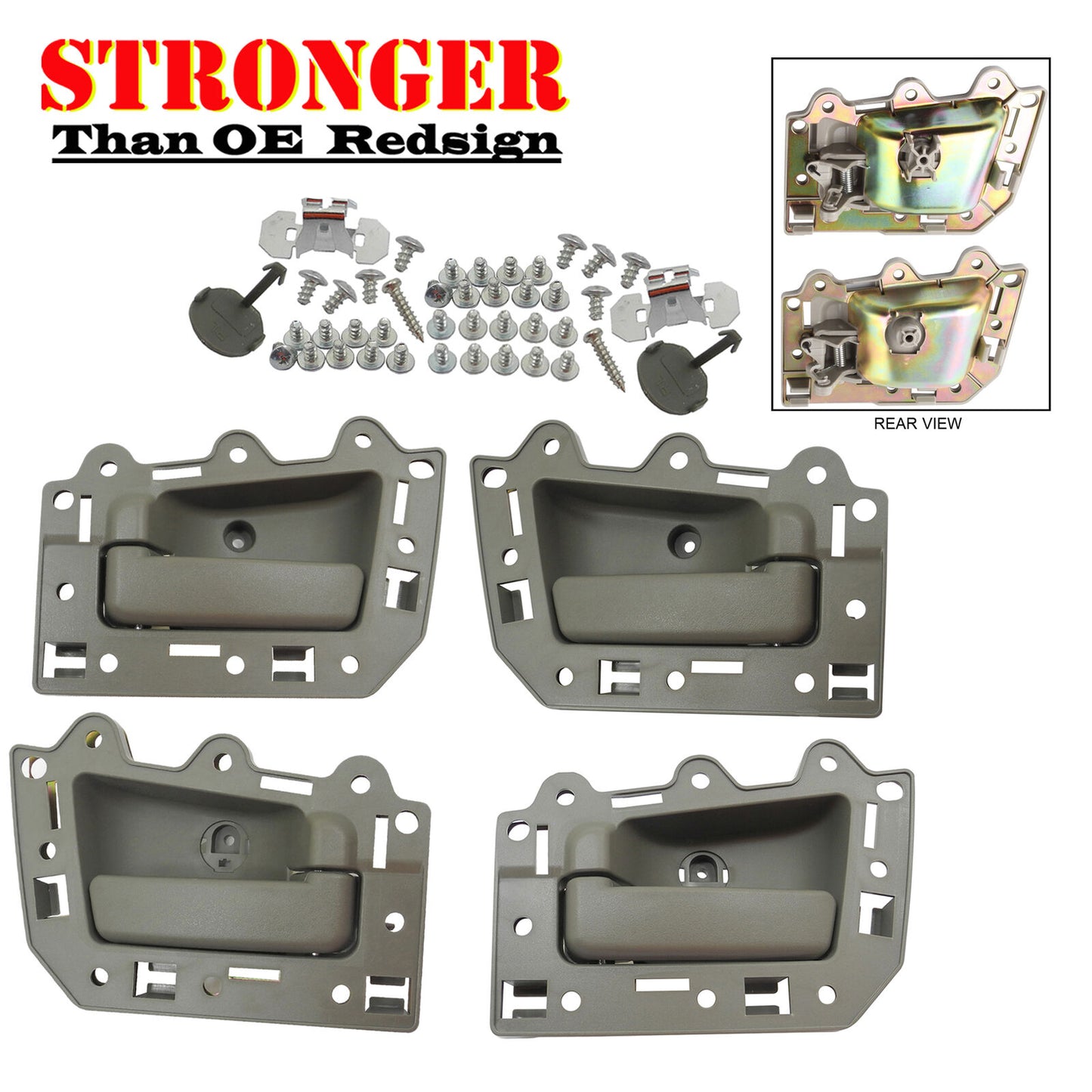 Set 4 PCS Interior Inner Door Handle For 05-11 Jeep Grand Cherokee Khaki Bolt
