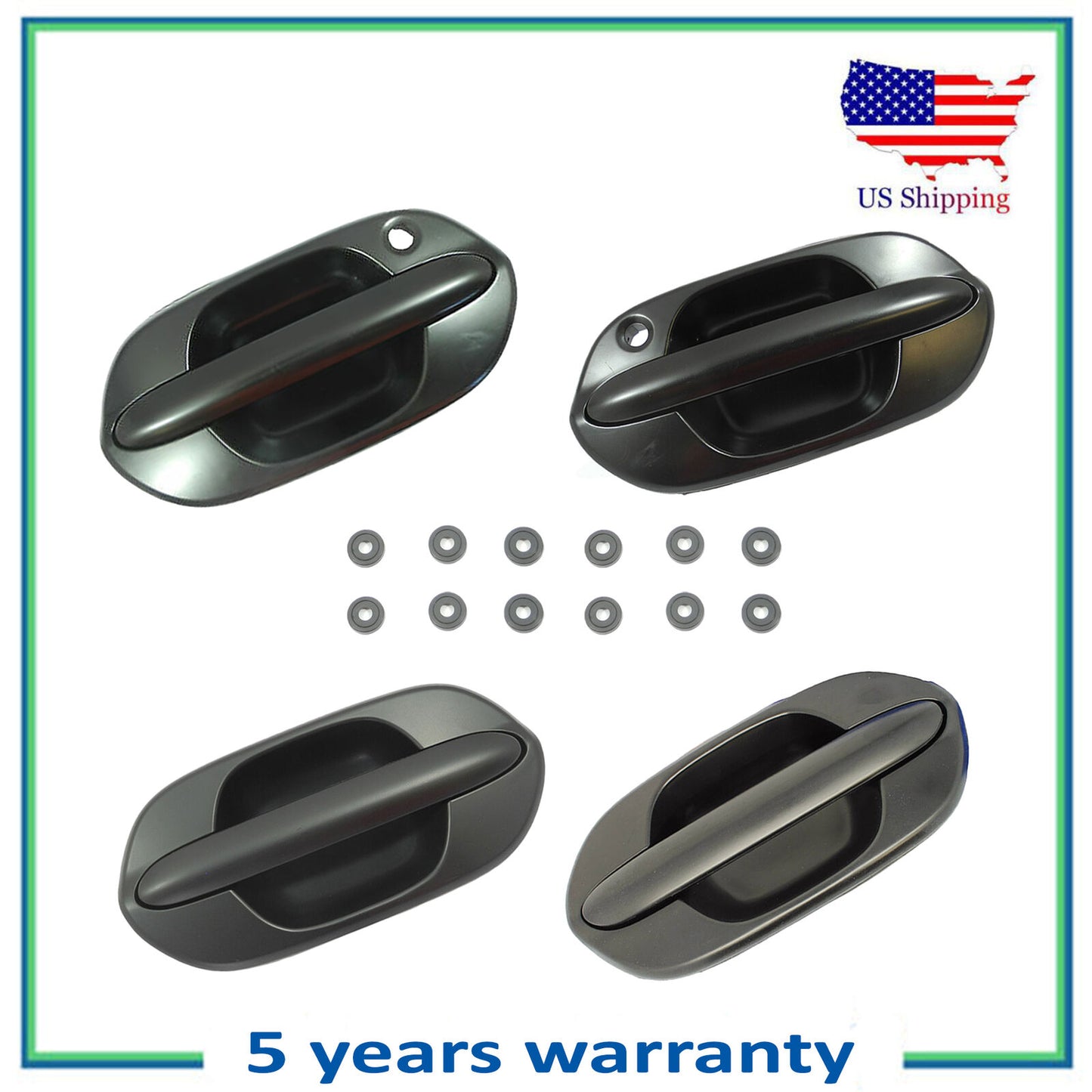 Front & Rear Outside Door Handle Set 4 PCS For 03-04 Honda Odyssey Texture Black