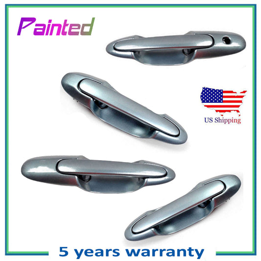 Front & Rear Outside Door Handle 4 PCS For 2000-2006 Mazda MPV Mineral Blue 24B