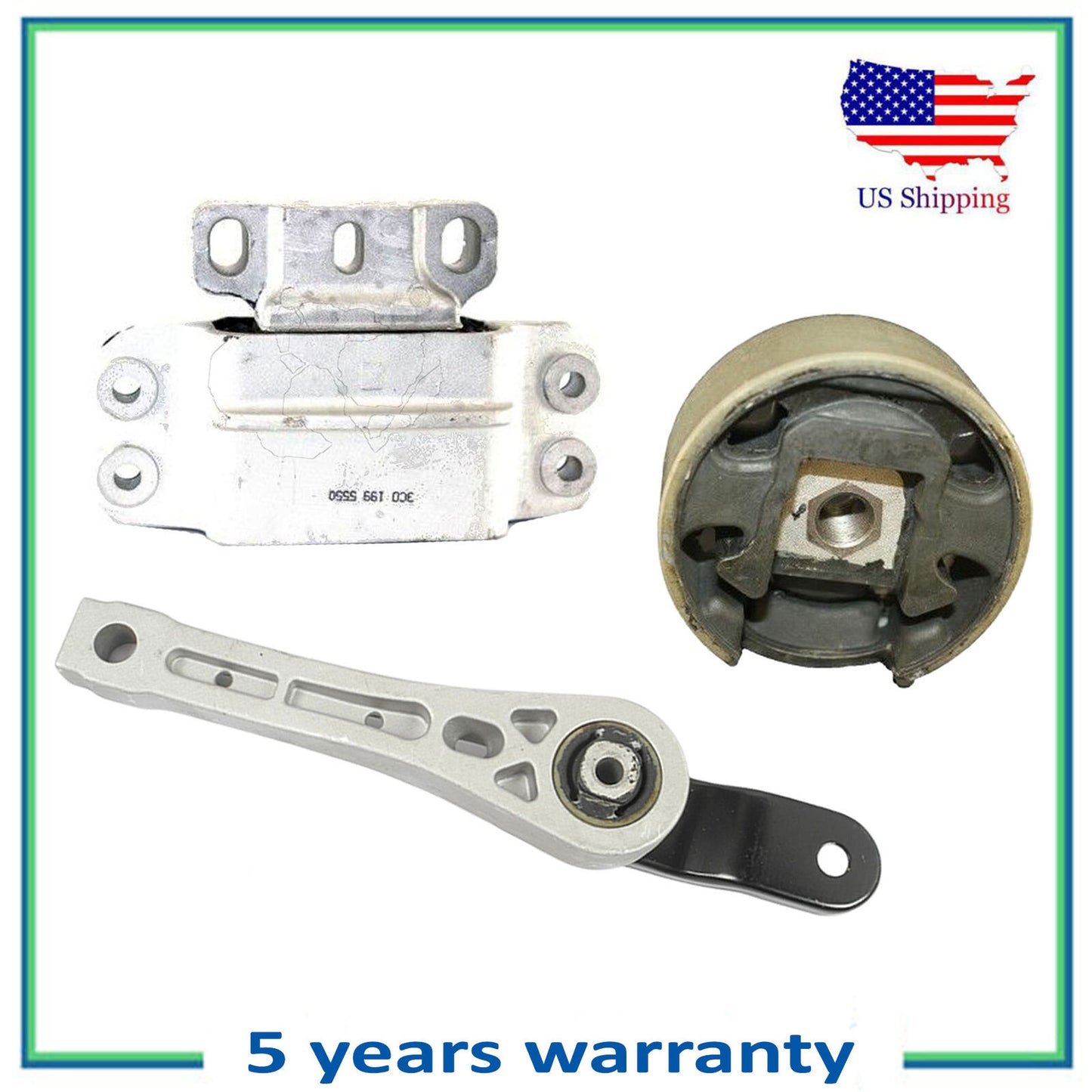 3PCS Motor & Trans Montaje Para 2010-2014 Volkswagen Golf 2.5L 6969 6962 6959