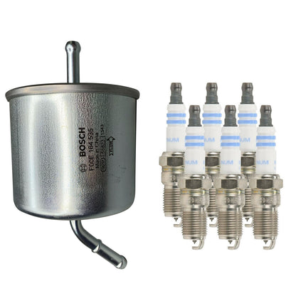 For 1994-2002 Mazda 626 LX 2.5L 77092WS 9604 Bosch EO Fuel Filter Spark Plug Set