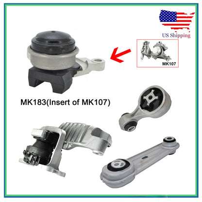 4PCS Engine Motor & Insert of Auto. Trans. Mount For 14-19 Nissan Rogue 2.5L 4WD