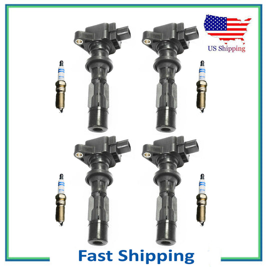 UF516 4 Ignition Coil & 4 Platinum Bosch Spark Plug For 06-09 Mercury Ford 2.3L