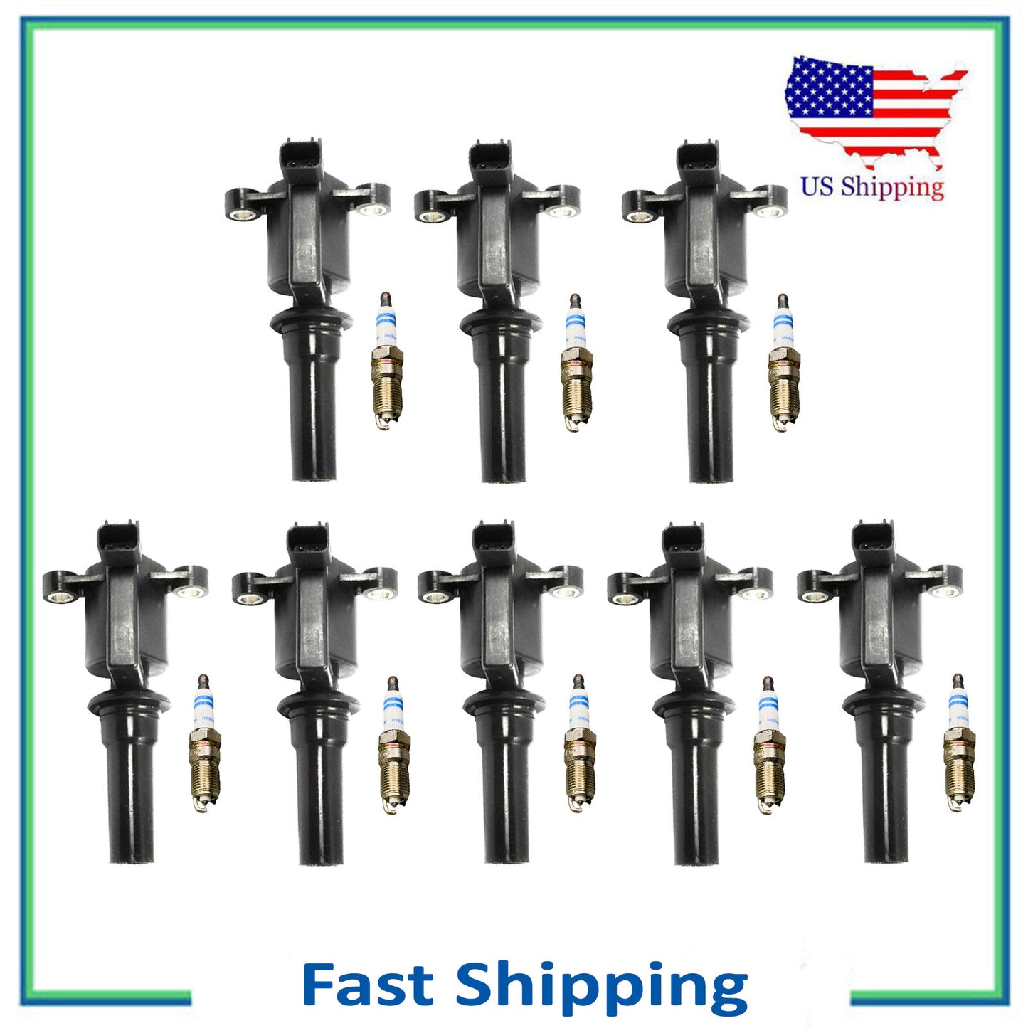 16PCS UF162 8 Ignition Coil & 8 Bosch Iridium Spark Plug For Ford Taurus 3.4L