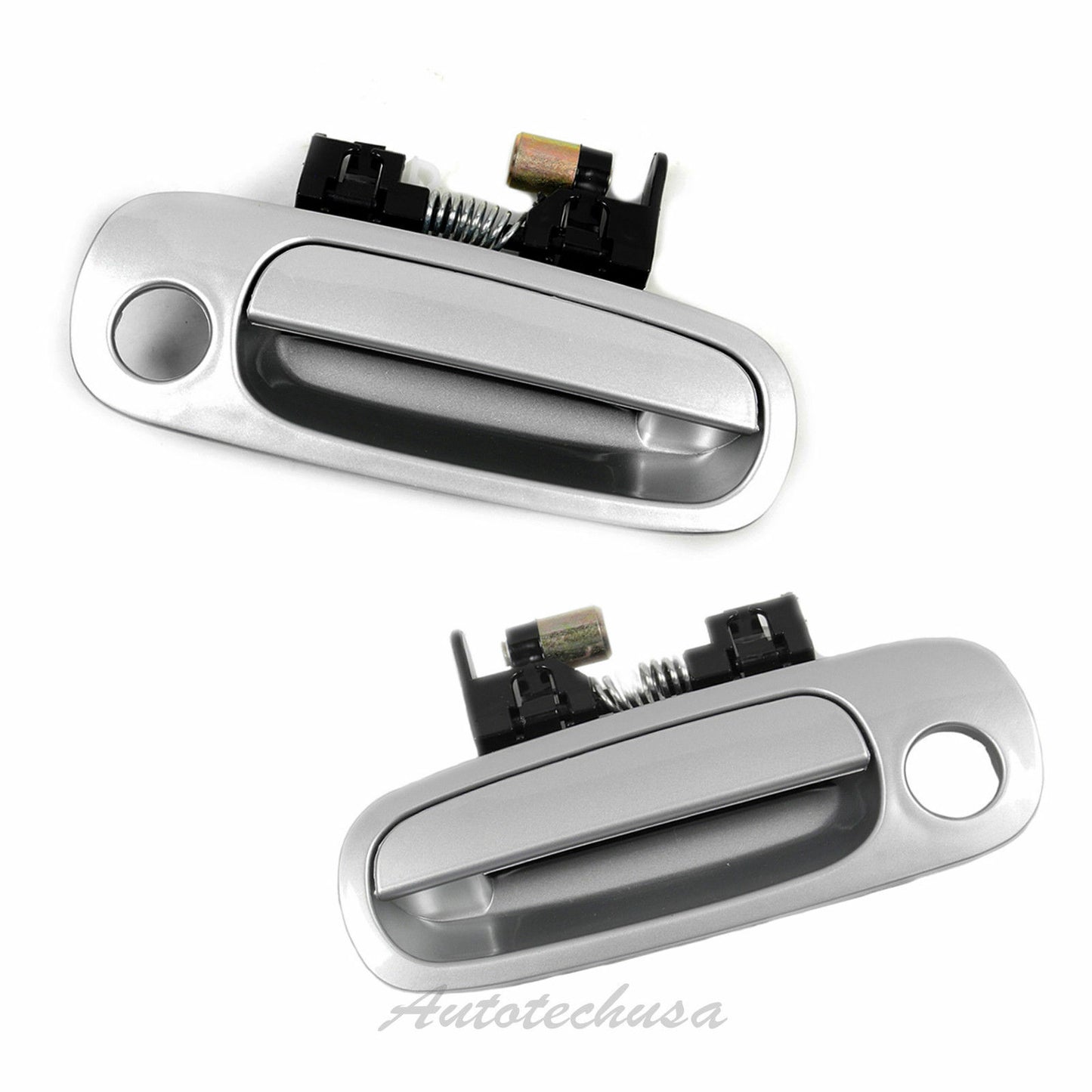Front Pair Outside Door Handle DS498 For 98-02 Corolla Prizm w/ Keyhole Silver