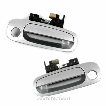 Front Pair Outside Door Handle DS498 For 98-02 Corolla Prizm w/ Keyhole Silver