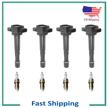 8PCS UF311 4 Ignition Coil & 4 Bosch Platinum Spark Plug For Honda Accord Civic