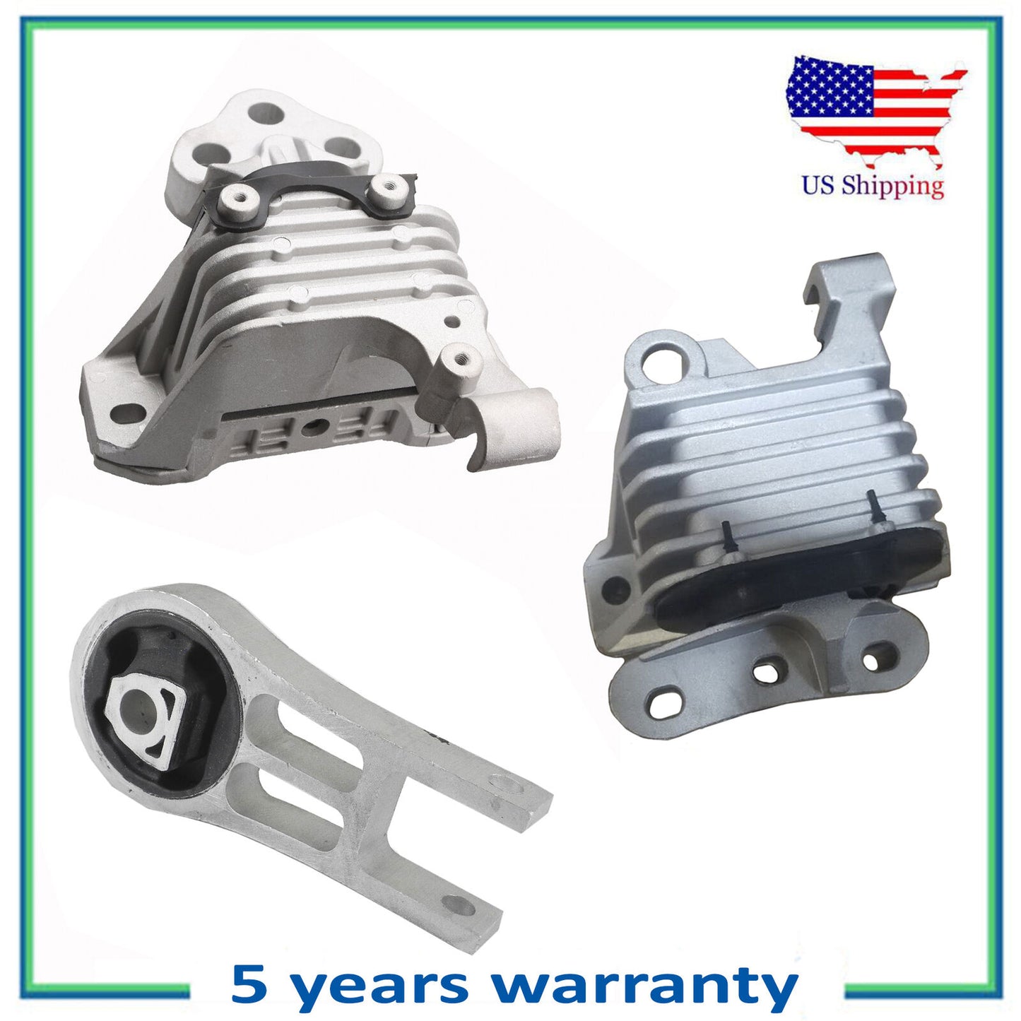 Engine Motor & Trans Mount Motorking For 14-19 Jeep Cherokee Set 3PCS 2.4L