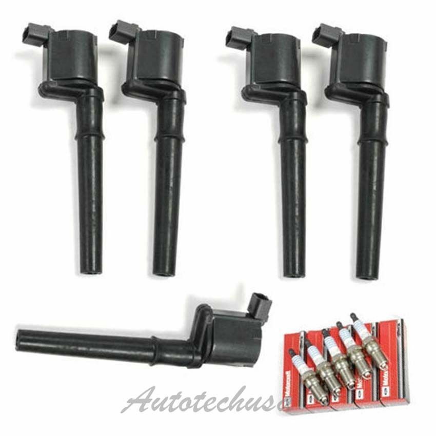 Para Ford Juego De 5 Encendido Bobina DG512 Con 5 Bujía SP493 IC056 B254 5