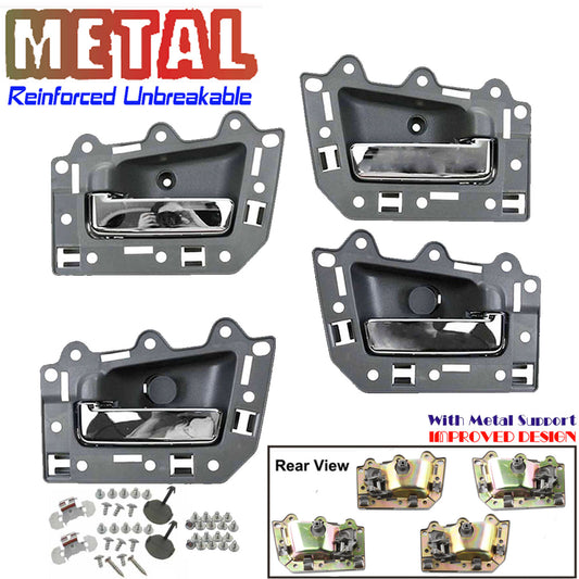 Set 4 Interior Door Handle 2005-2011 For Jeep Grand Cherokee Gray Chrome Bolt