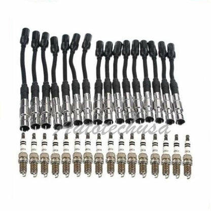 For Mercedes Benz 16 Spark Plug Wire +16 Bosch Double Platinum Set