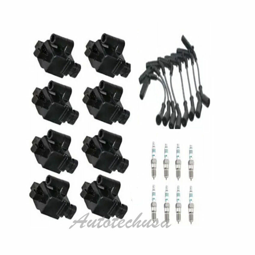 IC489 UF271 B314*8 Ignition Coil + 8 Spark Plug Wires For Chevrolet Cadillac GMC