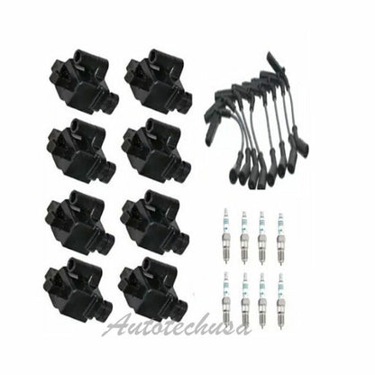 IC489 UF271 B314*8 Ignition Coil + 8 Spark Plug Wires For Chevrolet Cadillac GMC