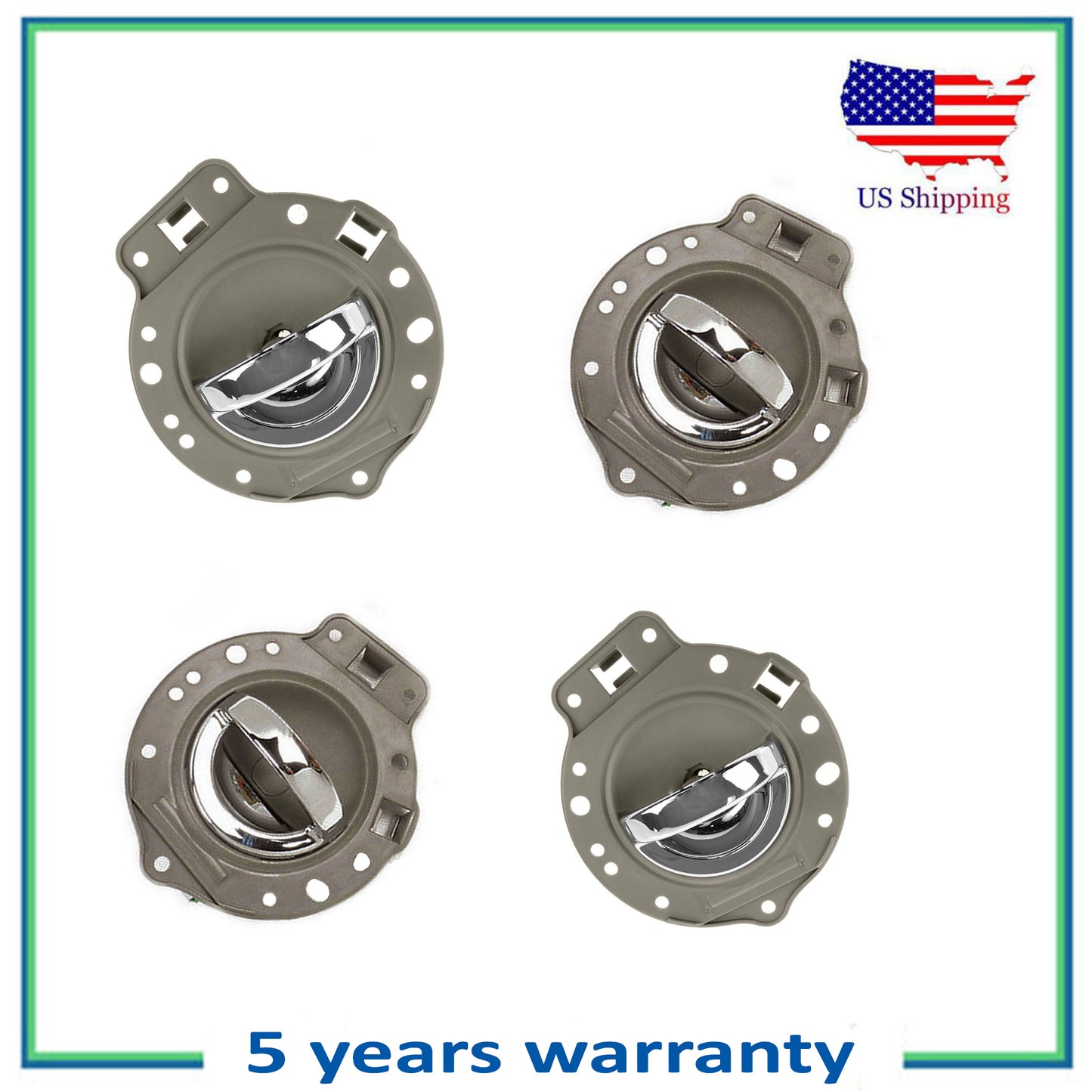 4PCS Intérieur Porte Poignée Pour 2006-2010 Jeep Commander Kaki Avec Chrome Lift