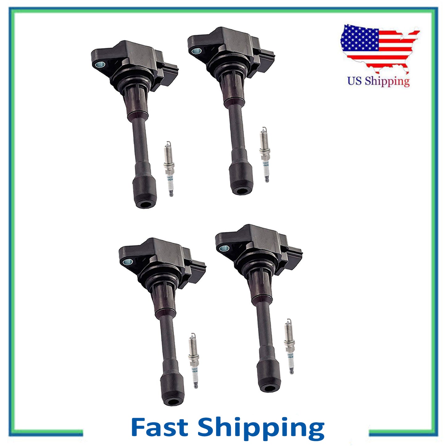 4X UF549 Ignition Coil & 4X Denso Iridium Long Spark Plug For Nissan Altima 2.5L