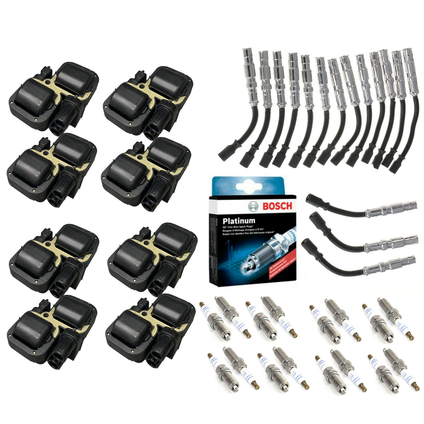 Mk 8 Encendido Bobina & Enchufe Alambre & Bosch 16 Doble Platino Chispa Para MB