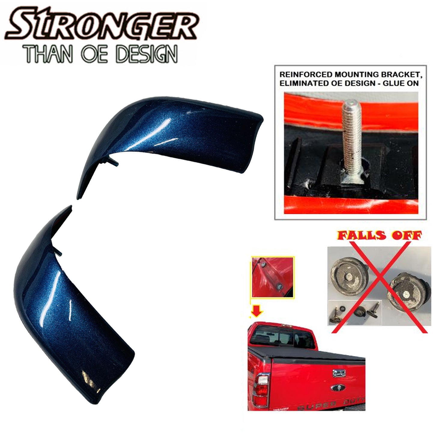 LH & RH UPGRADED Roof Corner Molding Trim For Ford 2008-2016 Super Duty N1 Blue